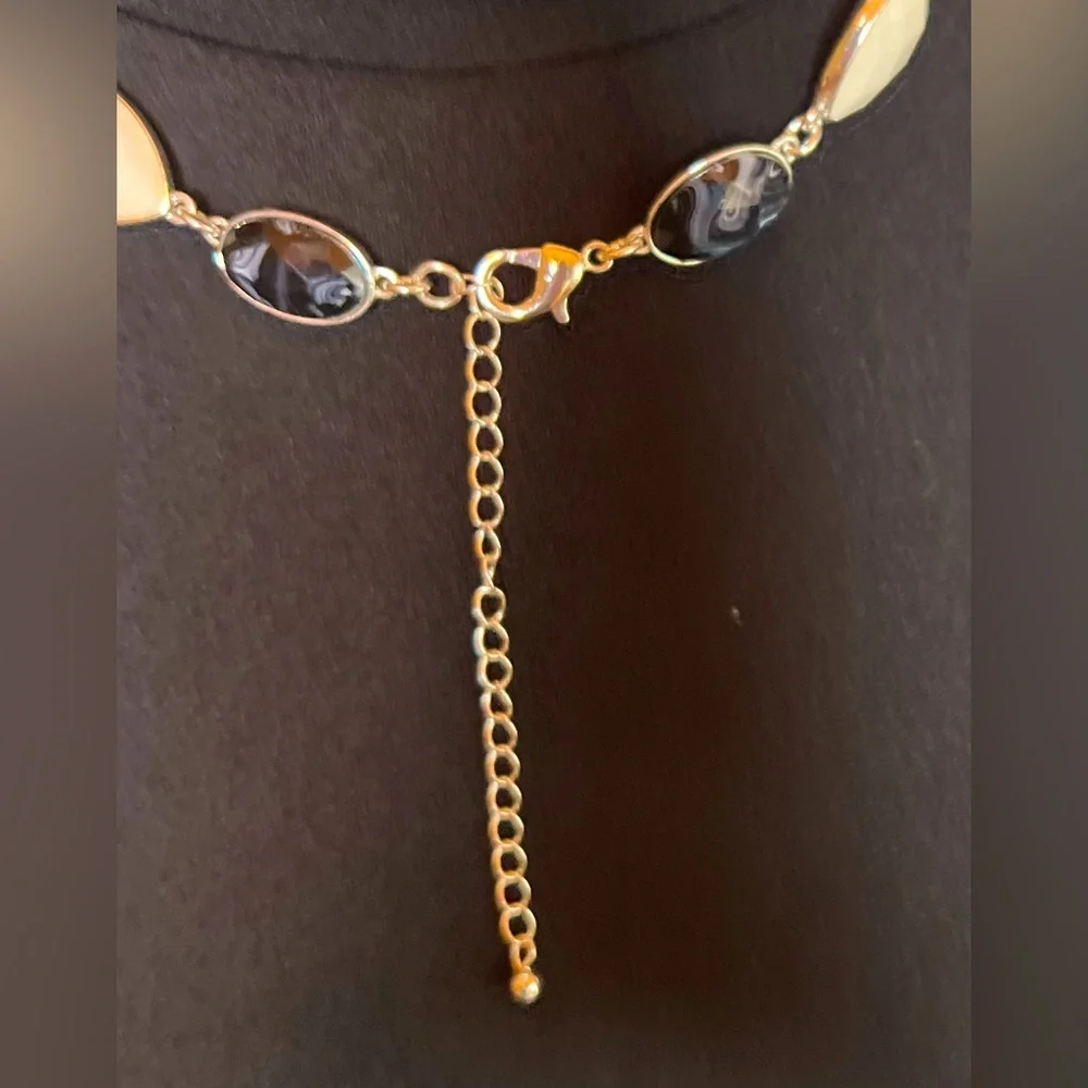 Vintage Black & White Glass Bead Adjustable Length Boho Necklace - Picture 5 of 9